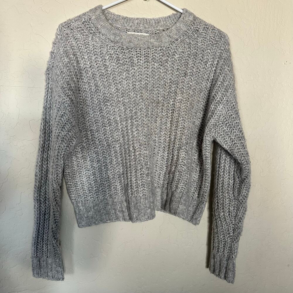 American Eagle Outfitters Gray Crew Neck Knit Sweater Sz XS